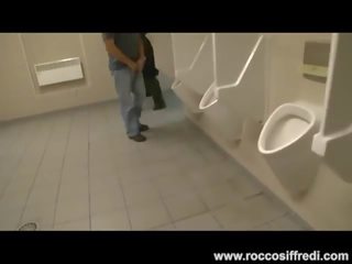 Public toilet fuck with busty goddess